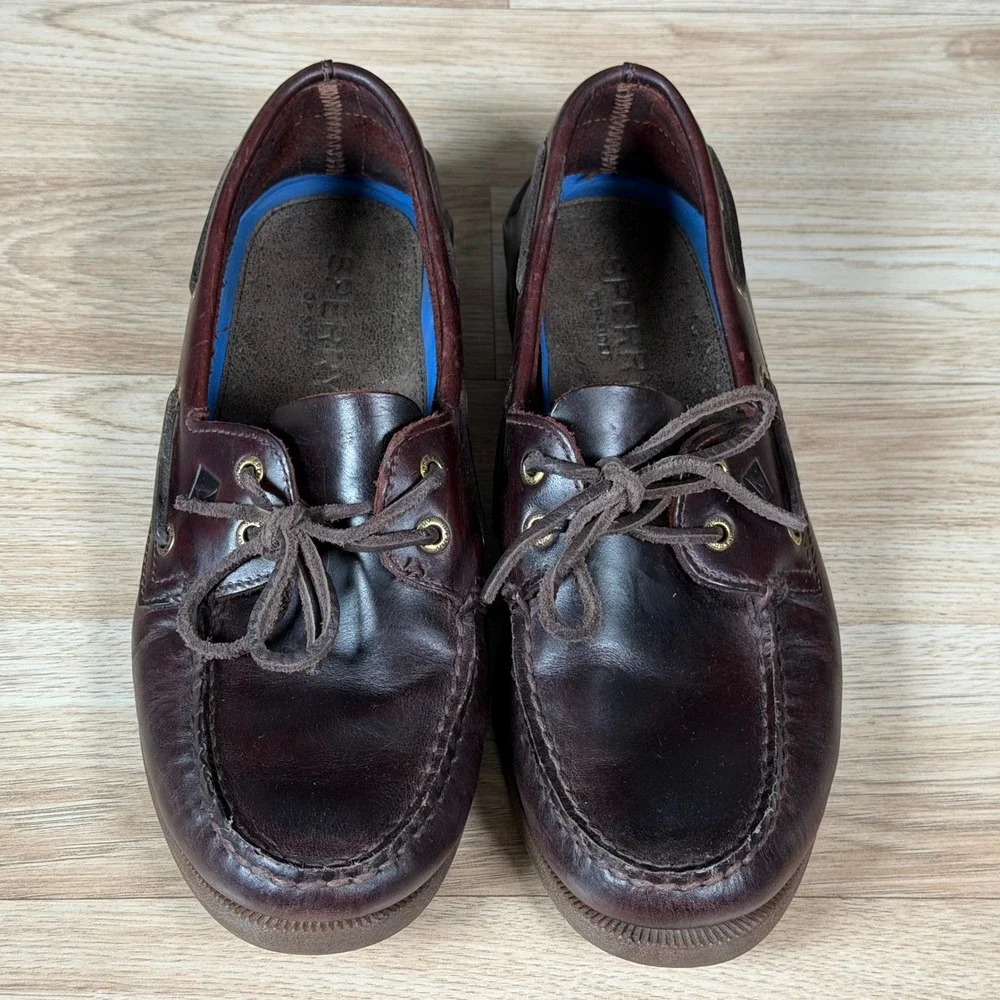 Sperry Top-Sider Shoes Mens Size 10.5 M Brown Burgundy Boat Leather Preppy